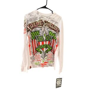 Xtreme Couture By Affliction Couture Mens Small White Thermal Waffle Knit Grunge